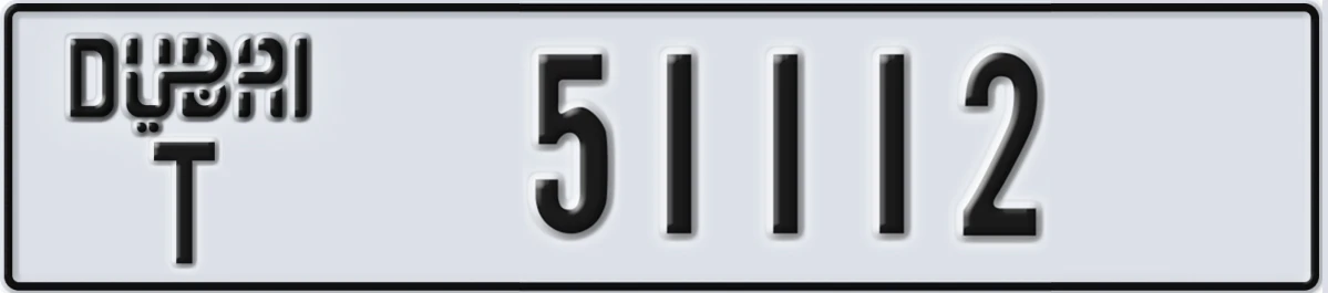 UAE License Plate Dubai T 51112