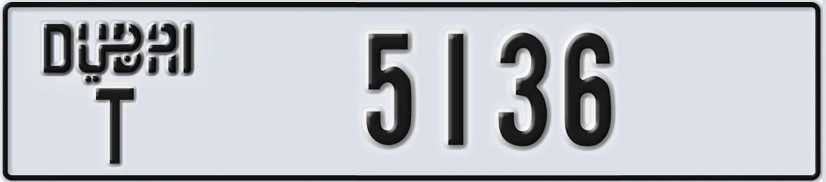 UAE License Plate Dubai T 5136
