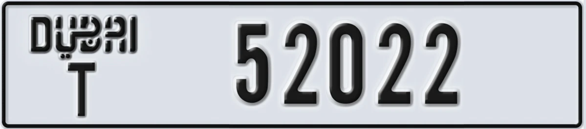 UAE License Plate Dubai T 52022