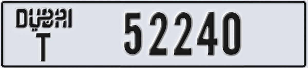 UAE License Plate Dubai T 52240