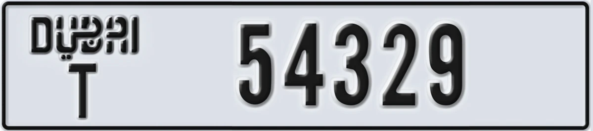 UAE License Plate Dubai T 54329
