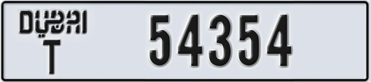 UAE License Plate Dubai T 54354