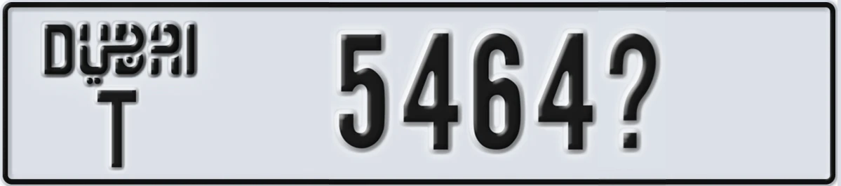 UAE License Plate Dubai T 5464X