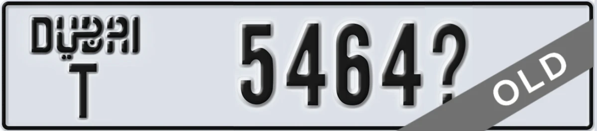 UAE License Plate Dubai T 5464X