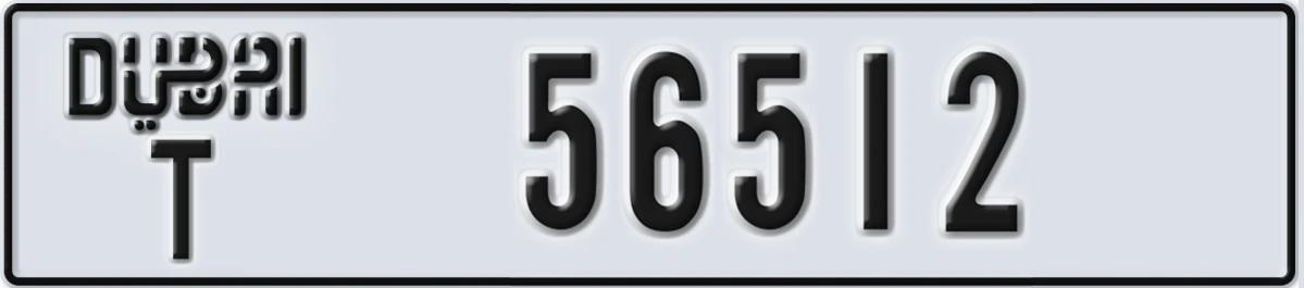 UAE License Plate Dubai T 56512