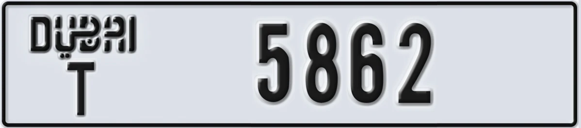 UAE License Plate Dubai T 5862