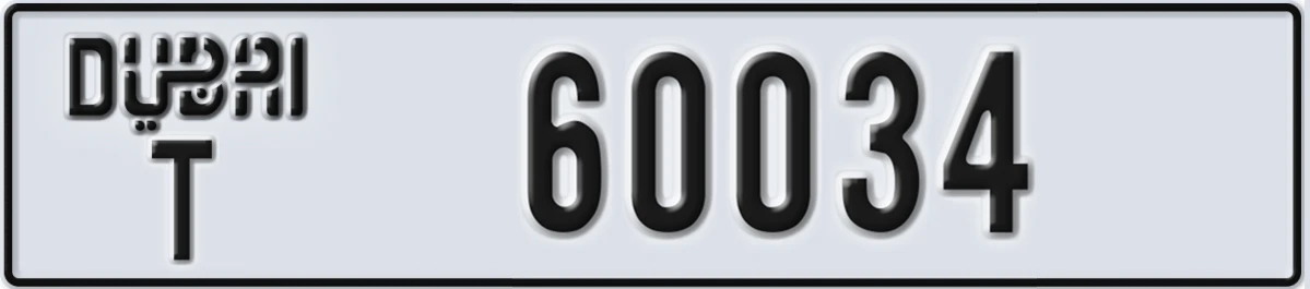 UAE License Plate Dubai T 60034