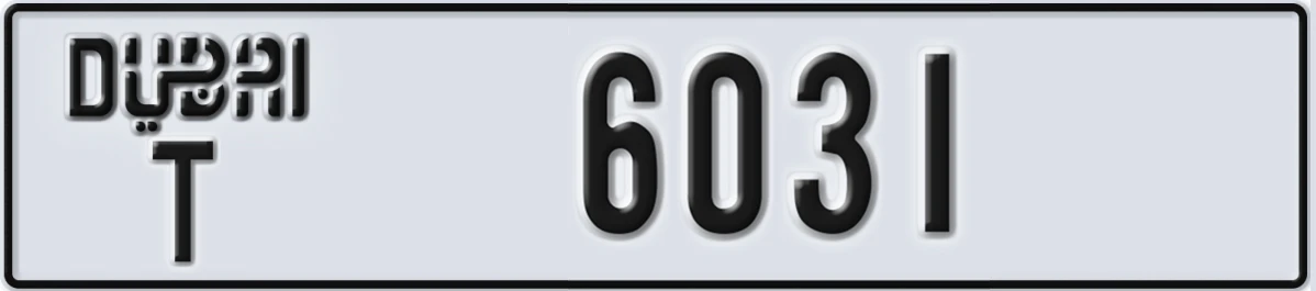 UAE License Plate Dubai T 6031