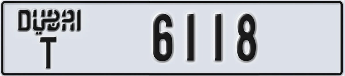 UAE License Plate Dubai T 6118