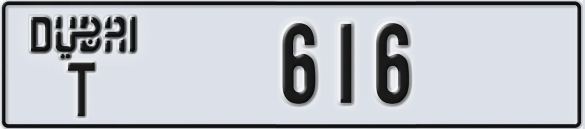 UAE License Plate Dubai T 616