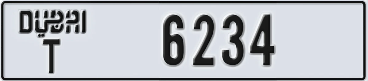 UAE License Plate Dubai T 6234