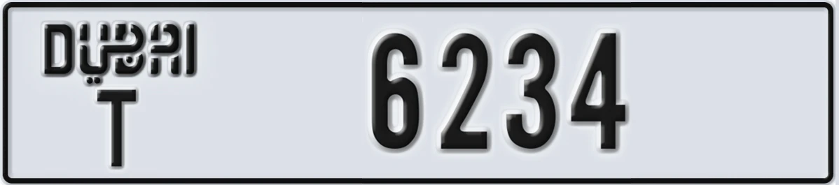 UAE License Plate Dubai T 6234