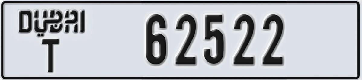 UAE License Plate Dubai T 62522