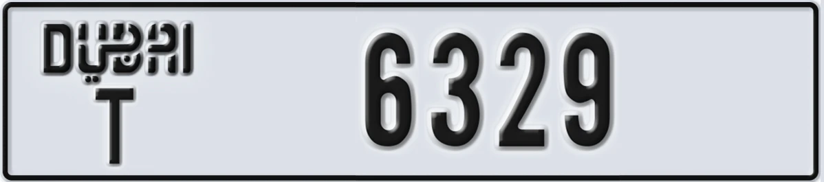 UAE License Plate Dubai T 6329