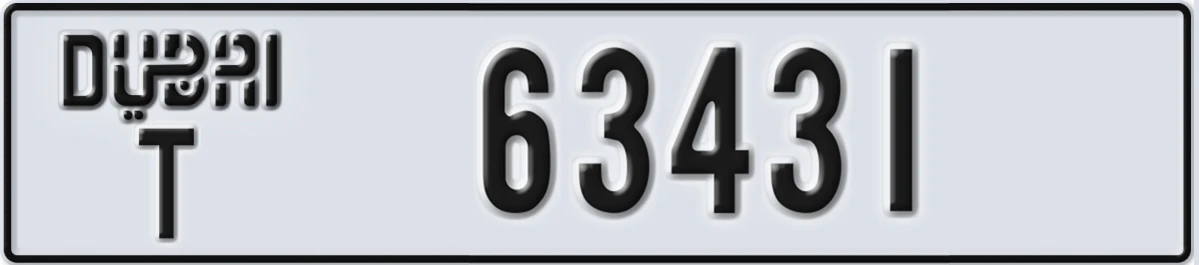 UAE License Plate Dubai T 63431