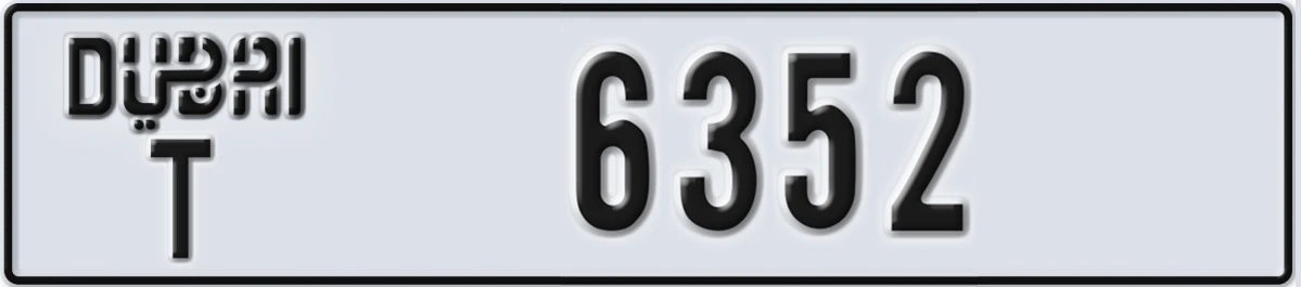UAE License Plate Dubai T 6352