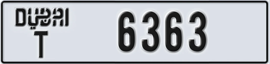 UAE License Plate Dubai T 6363X