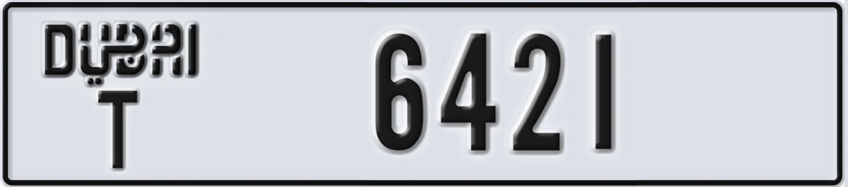 UAE License Plate Dubai T 6421