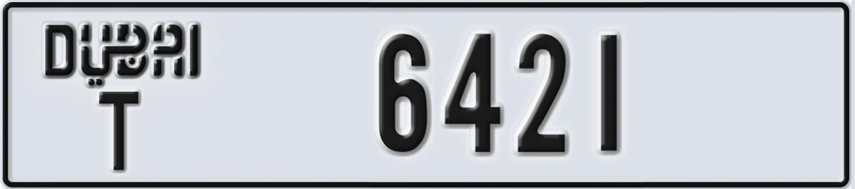 UAE License Plate Dubai T 6421