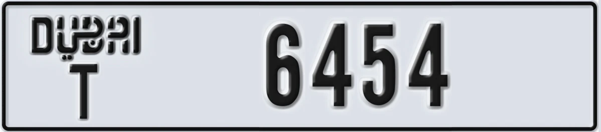 UAE License Plate Dubai T 6454