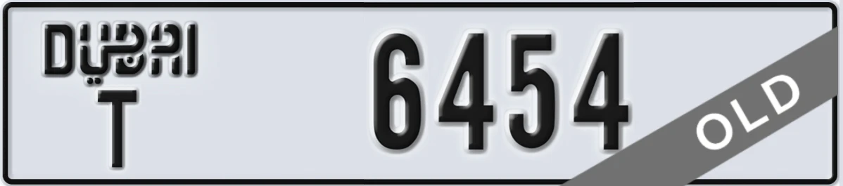 UAE License Plate Dubai T 6454