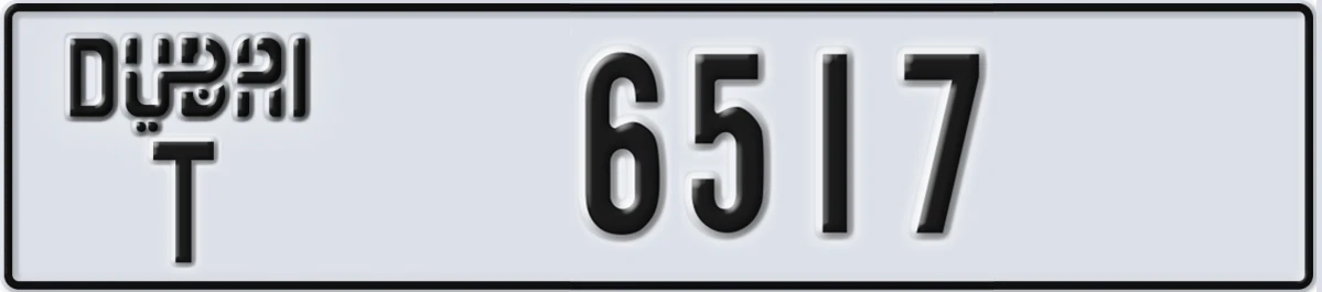 UAE License Plate Dubai T 6517