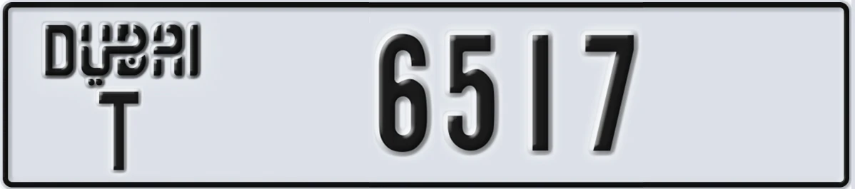 UAE License Plate Dubai T 6517