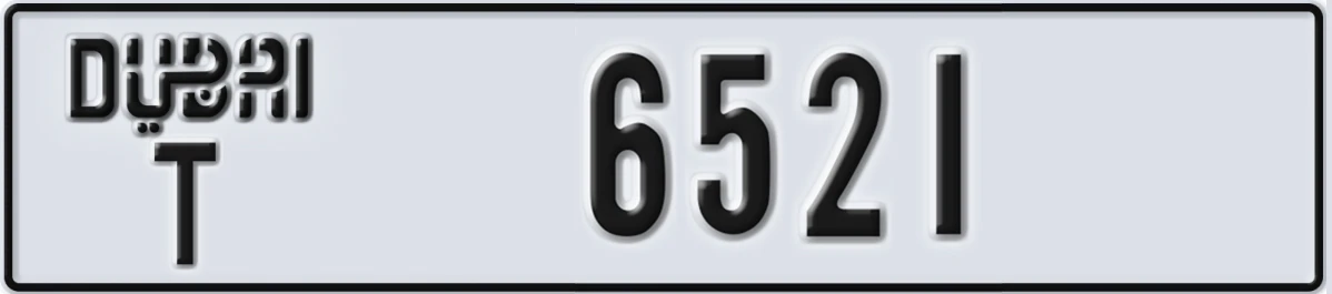 UAE License Plate Dubai T 6521