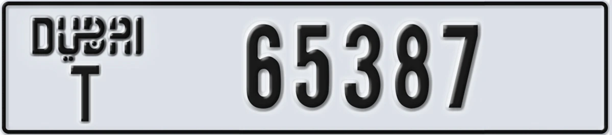 UAE License Plate Dubai T 65387