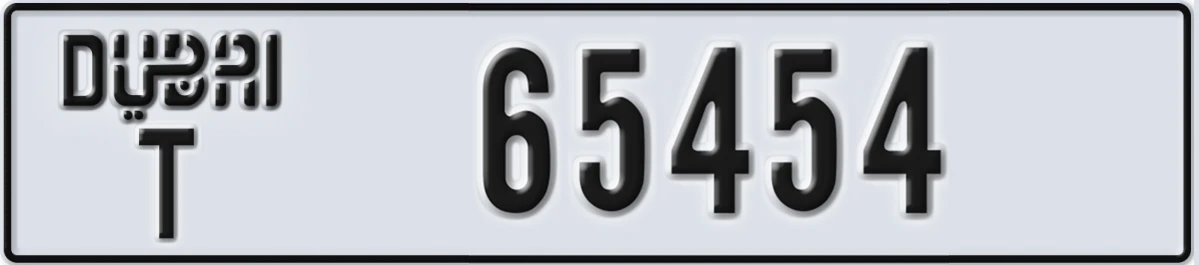 UAE License Plate Dubai T 65454