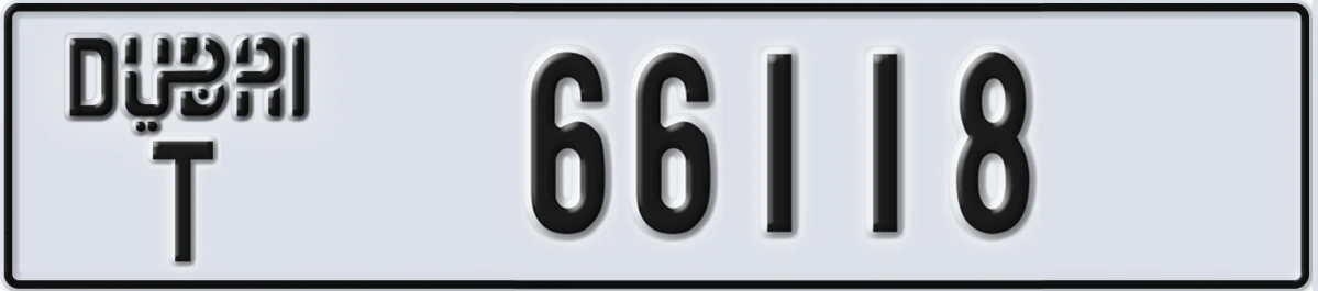 UAE License Plate Dubai T 66118