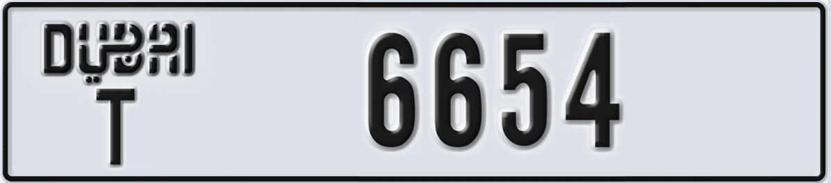 UAE License Plate Dubai T 6654