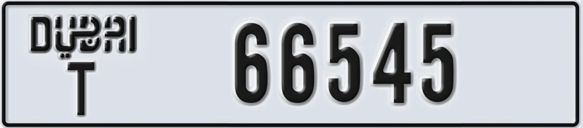 UAE License Plate Dubai T 66545