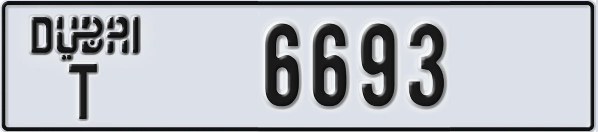 UAE License Plate Dubai T 6693