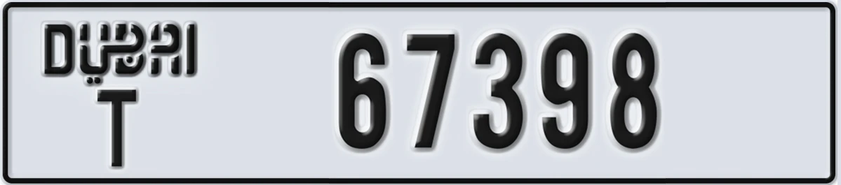 UAE License Plate Dubai T 67398