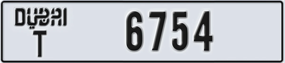 UAE License Plate Dubai T 6754