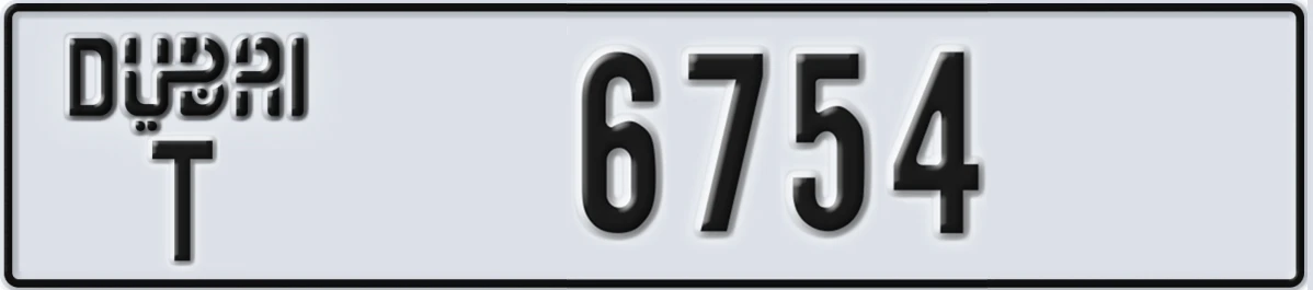 UAE License Plate Dubai T 6754