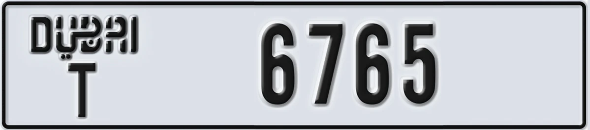 UAE License Plate Dubai T 6765
