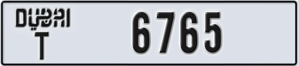 UAE License Plate Dubai T 6765