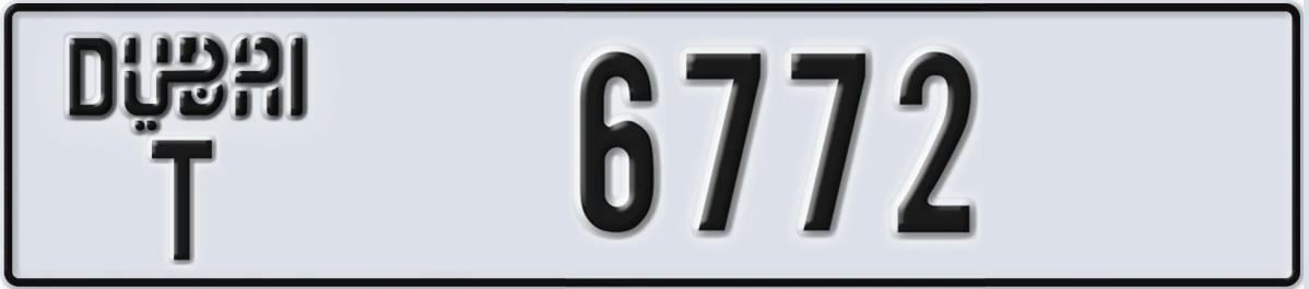 UAE License Plate Dubai T 6772