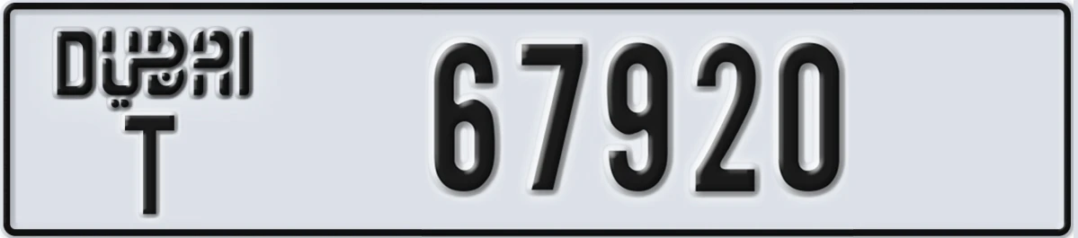 UAE License Plate Dubai T 67920