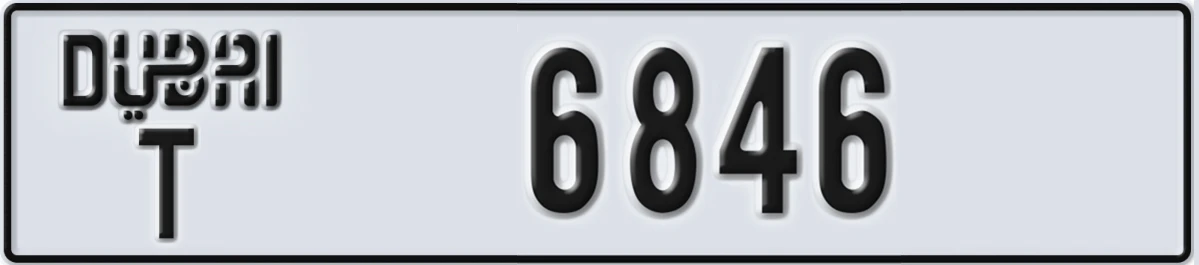 UAE License Plate Dubai T 6846