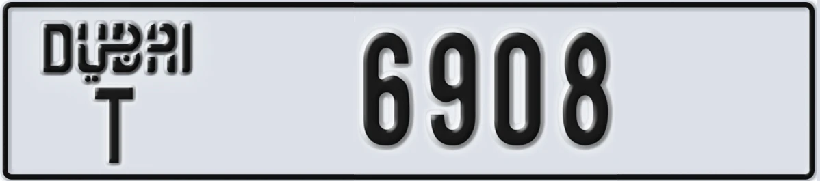 UAE License Plate Dubai T 6908