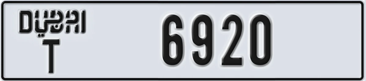 UAE License Plate Dubai T 6920