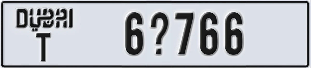 UAE License Plate Dubai T 6X766