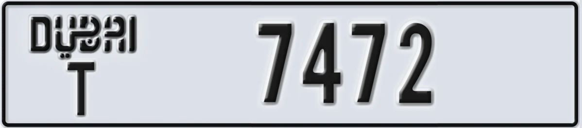UAE License Plate Dubai T 7472