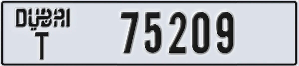 UAE License Plate Dubai T 75209