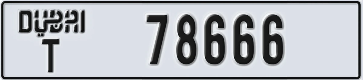 UAE License Plate Dubai T 78666