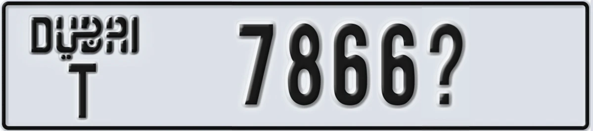 UAE License Plate Dubai T 7866@