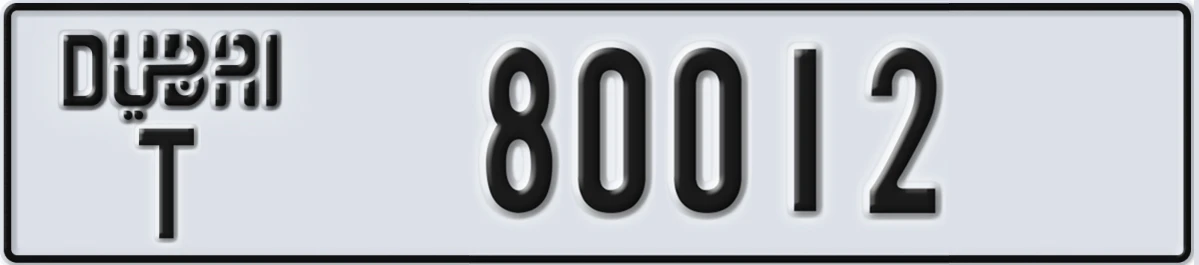 UAE License Plate Dubai T 80012